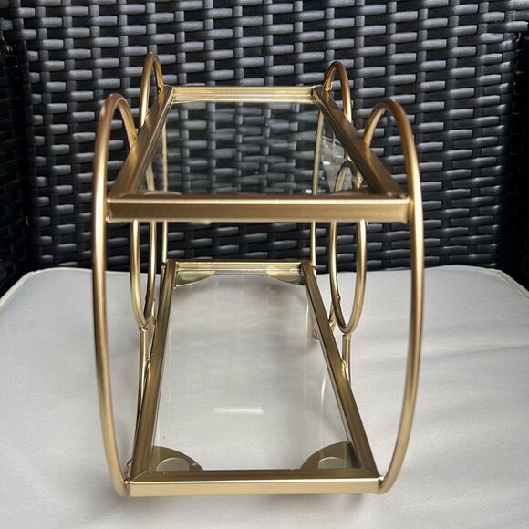 Gold Metal Bow shaped Glass Top Rack - Picture 2 of 6
